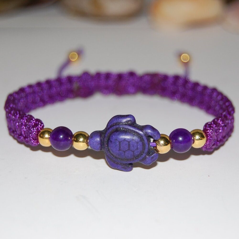 Turtle Bracelet,Braided Bracelet,Purple Turtle Bracelet,Good Wishes Bracelet